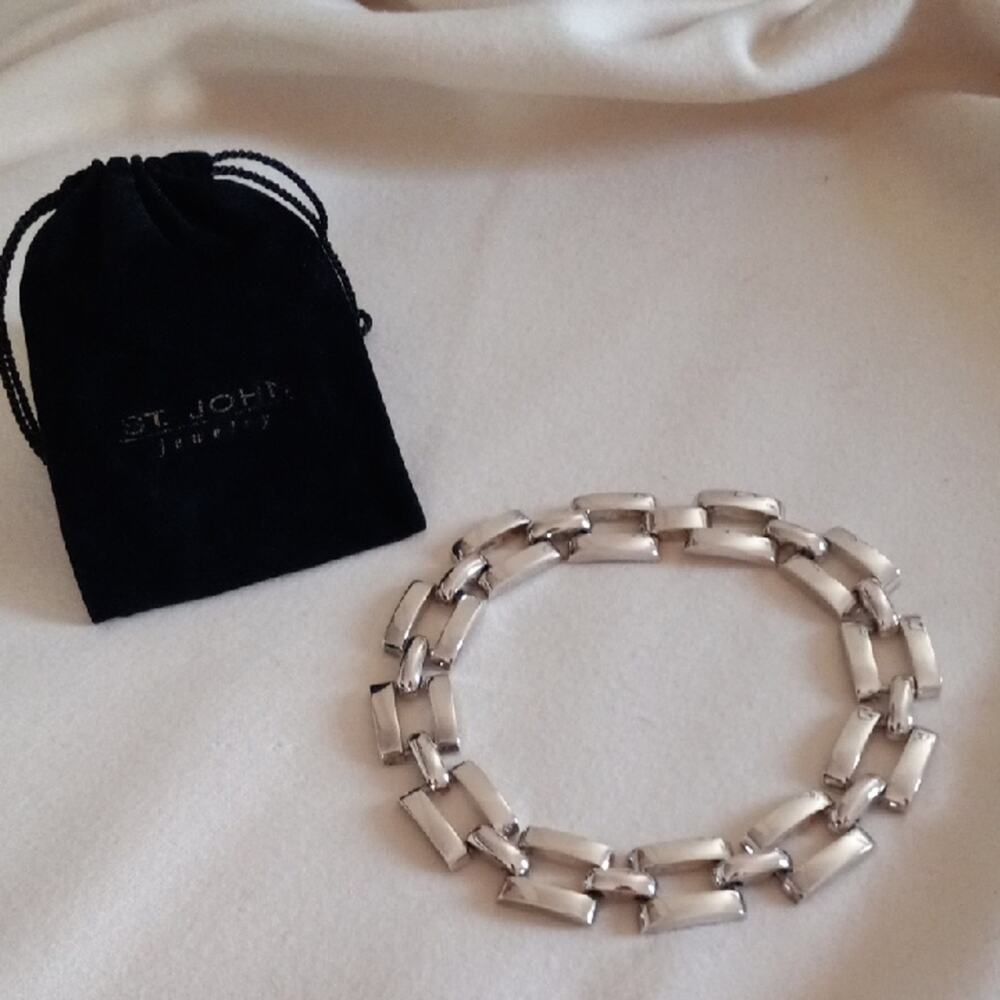 ST JOHN Vintage(Signed) Silver-Tone Chain Necklace